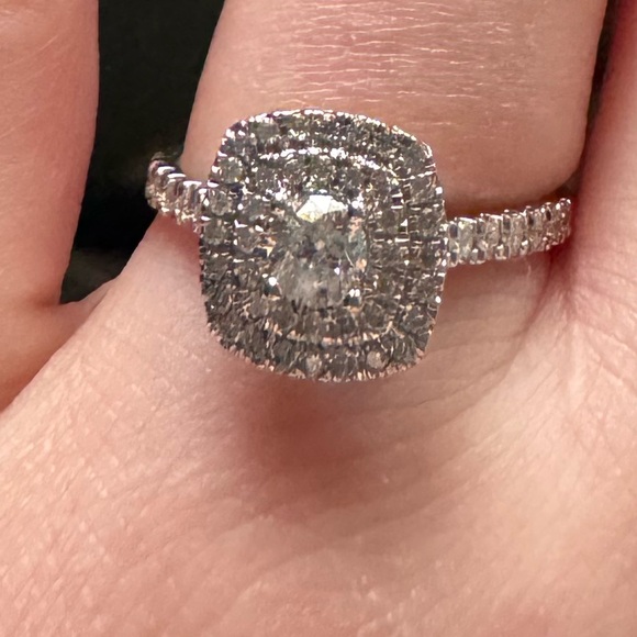 3/4 CT. T.W. Diamond Double Square Frame  Ring in 14K White Gold - Picture 6 of 6